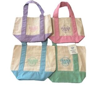 Trader Joe Mini Totes Limited Spring Edition Set of 4 Pastel Colors